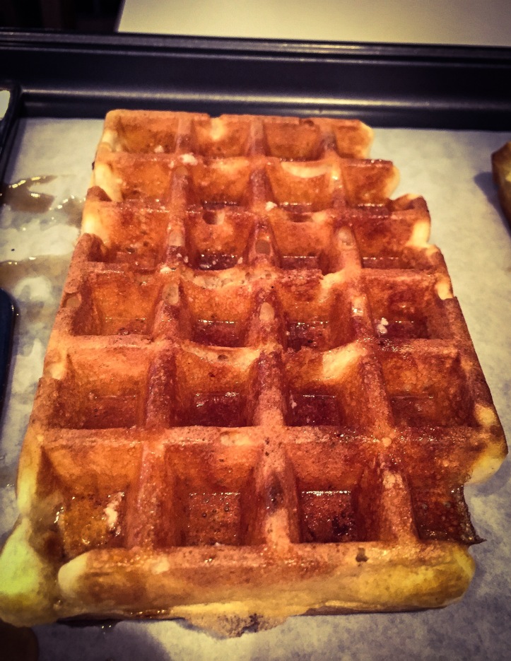 An almost naked waffle.